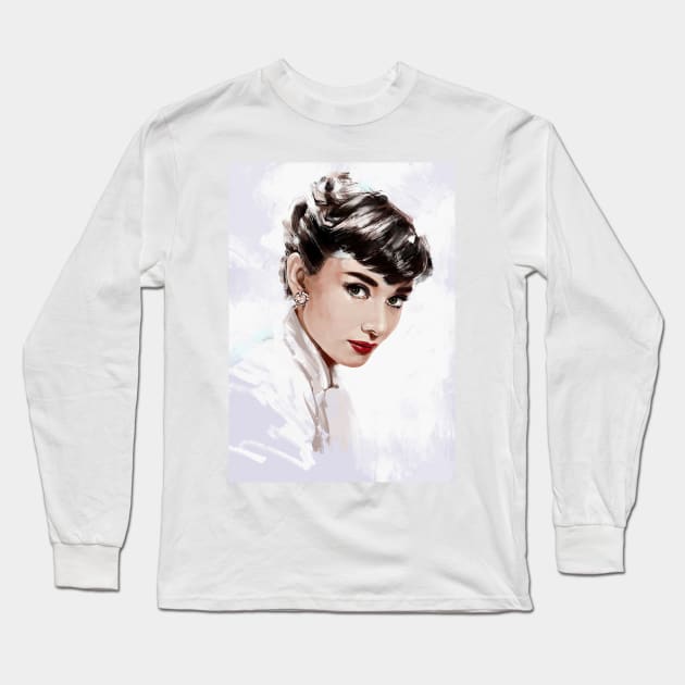 Audrey Hepburn Long Sleeve T-Shirt by dmitryb1
